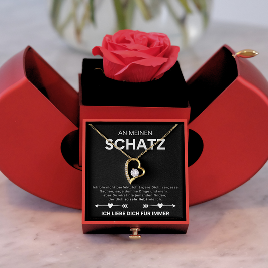 Ewige Rose – Herz-Halskette –An meinen Schatz- L2-T11-NEW-APPEL-BOX