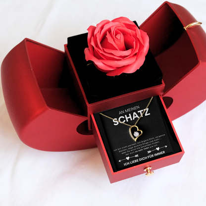 Ewige Rose – Herz-Halskette –An meinen Schatz- L2-T11-NEW-APPEL-BOX