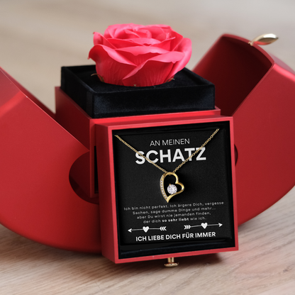 Ewige Rose – Herz-Halskette –An meinen Schatz- L2-T11-NEW-APPEL-BOX
