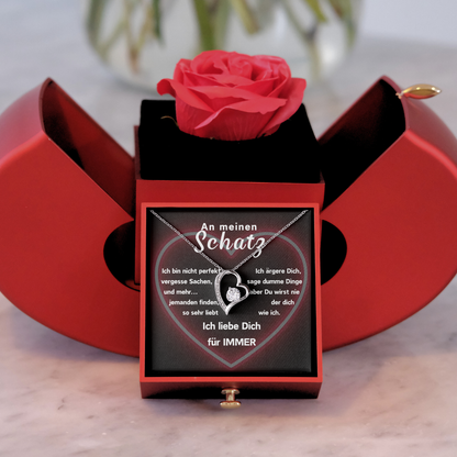 Ewige Rose – Herz-Halskette –An meinen Schatz- L2-T12-NEW-APPEL-BOX