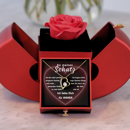 Ewige Rose – Herz-Halskette –An meinen Schatz- L2-T12-NEW-APPEL-BOX