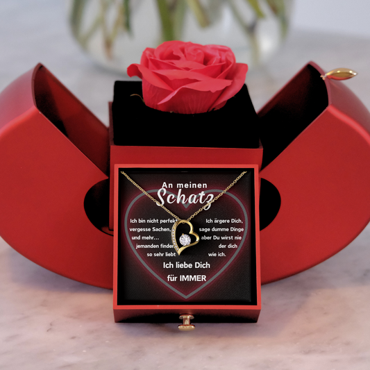 Ewige Rose – Herz-Halskette –An meinen Schatz- L2-T12-NEW-APPEL-BOX