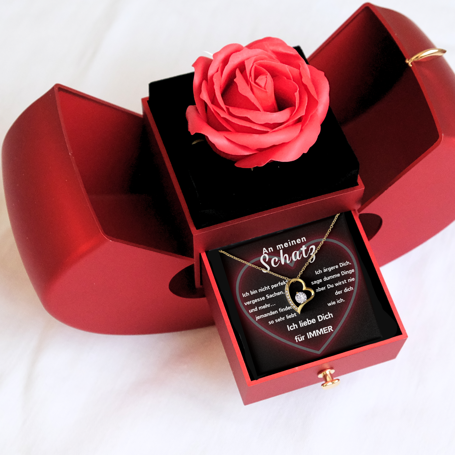 Ewige Rose – Herz-Halskette –An meinen Schatz- L2-T12-NEW-APPEL-BOX