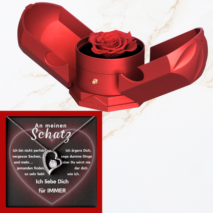 An meinen Schatz - Mit echter Rose - Ausführung Herz Halskette  - L2-T12-NEW