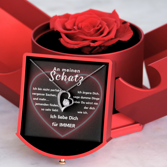 An meinen Schatz - Mit echter Rose - Ausführung Herz Halskette  - L2-T12-NEW