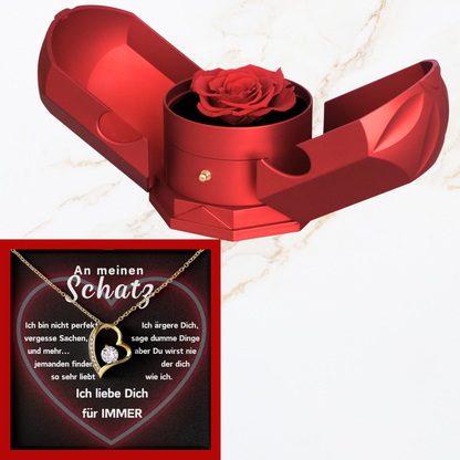 An meinen Schatz - Mit echter Rose - Ausführung Herz Halskette  - L2-T12-NEW