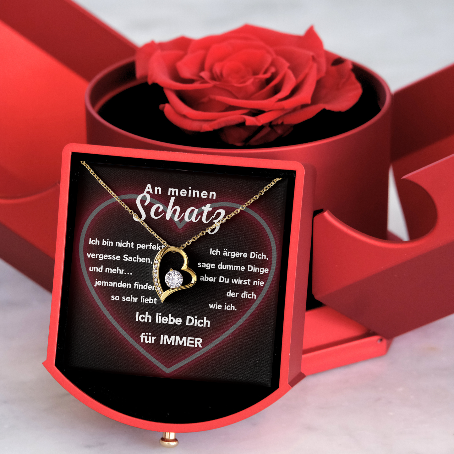 An meinen Schatz - Mit echter Rose - Ausführung Herz Halskette  - L2-T12-NEW