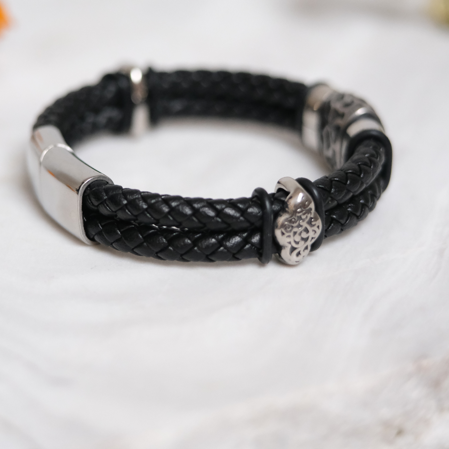 Für meinen Sohn – Geflochtenes schwarzes Armband mit Anhängern -B14-T61 Black