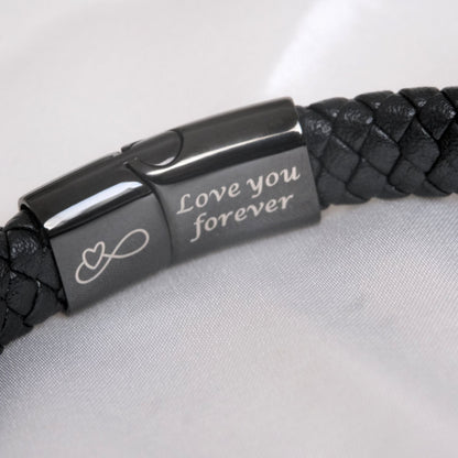 An meinen Sohn – Schwarzes Geflochtenes Armband  B18-T53