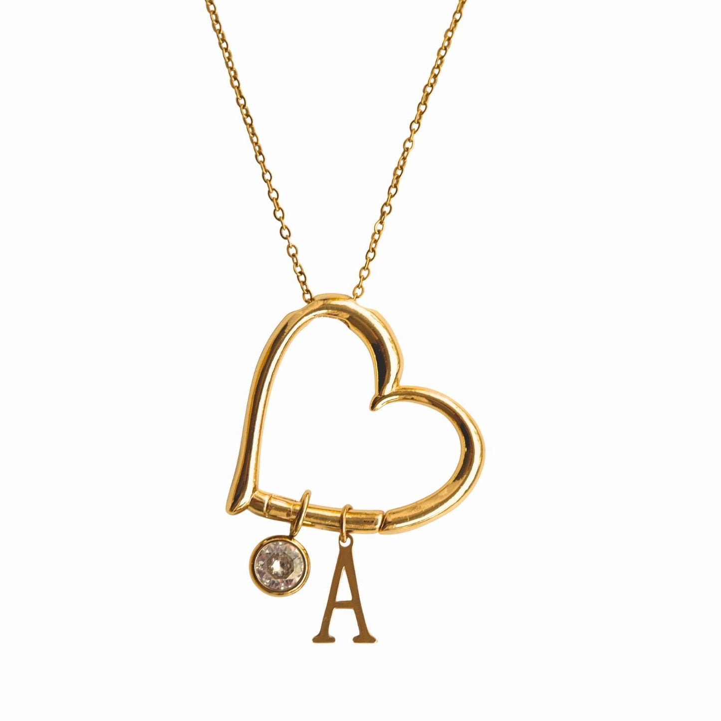 Herz-Halskette mit Initialen-Perlen - L22