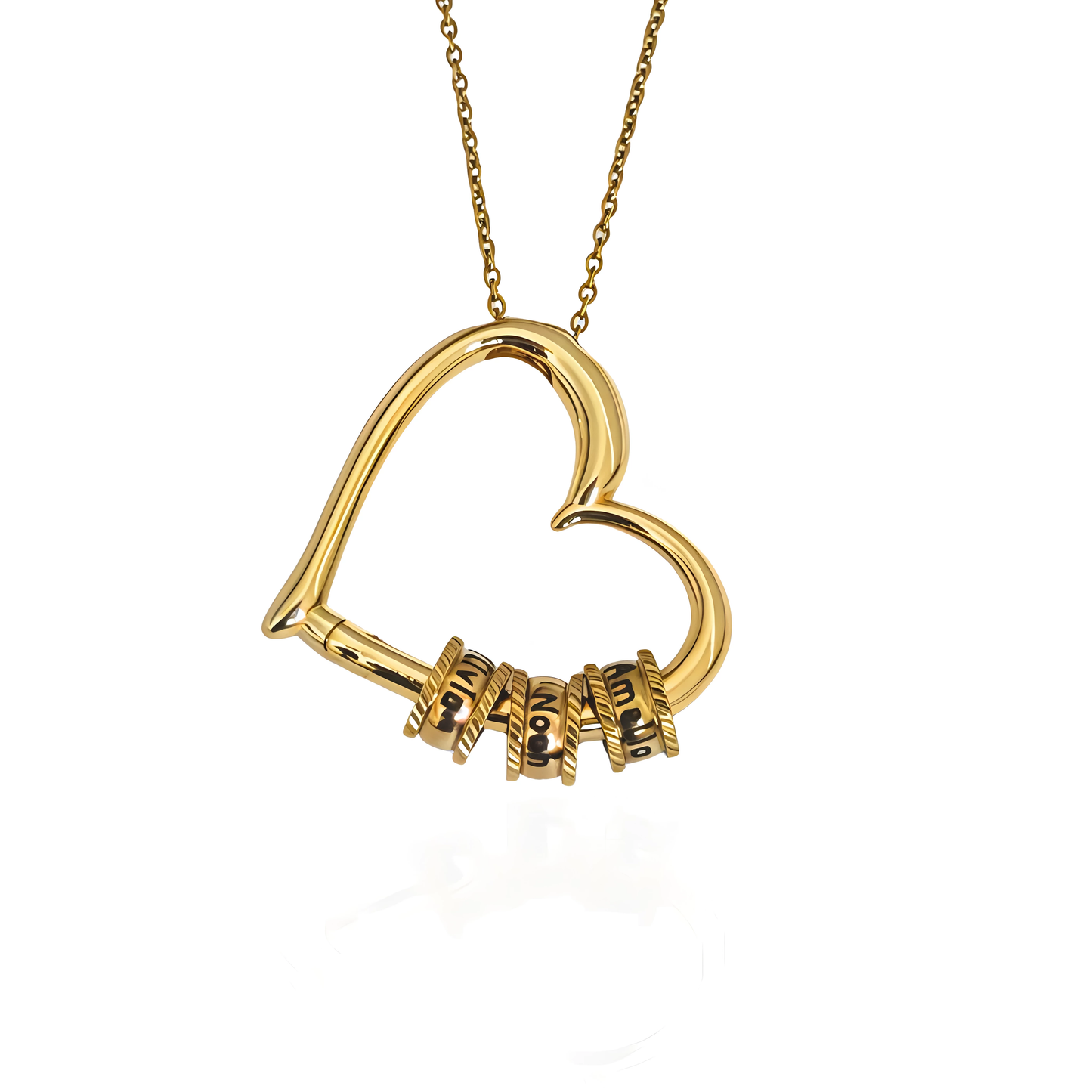 Herz-Halskette mit Gravierten Perlen-L22-BEADS