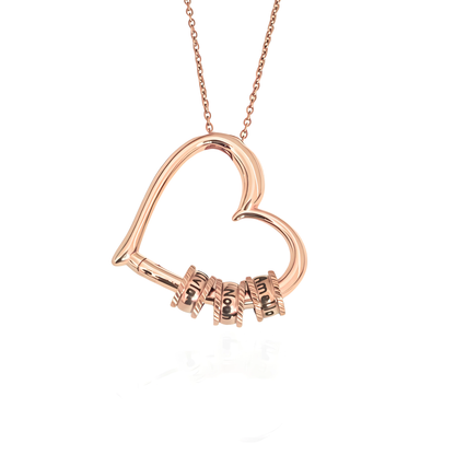 Herz-Halskette mit Gravierten Perlen-L22-BEADS