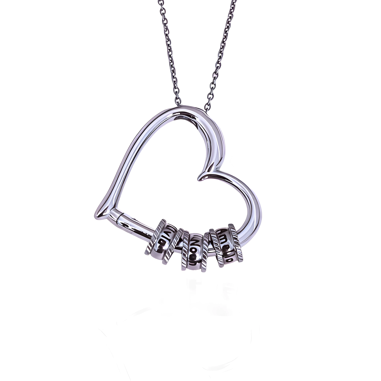 Herz-Halskette mit Gravierten Perlen-L22-BEADS