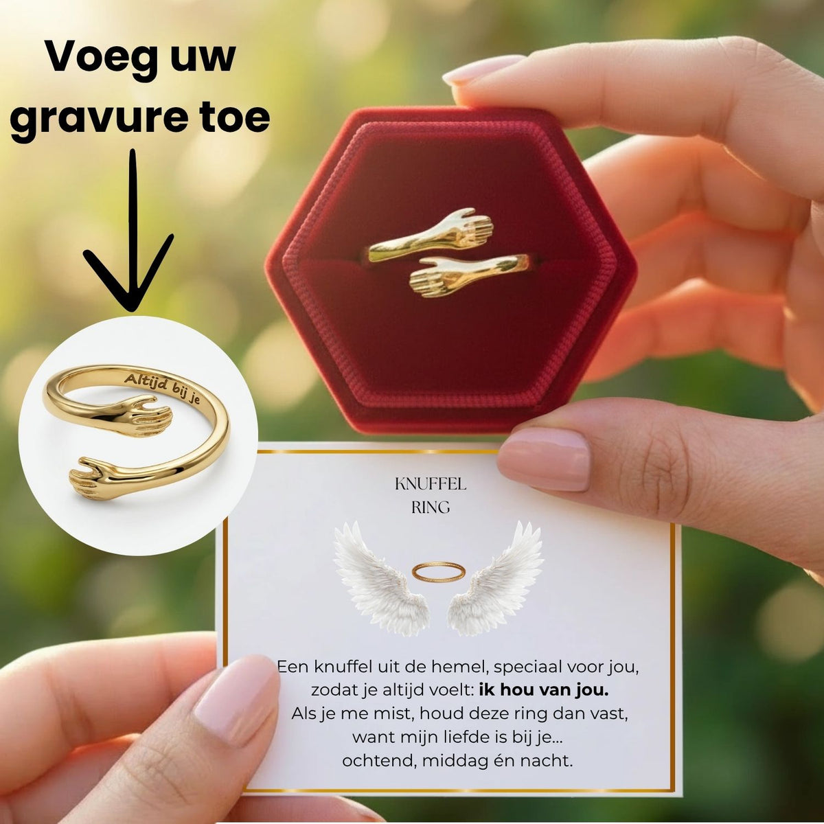 Hug in Heaven knuffelring met persoonlijke gravure
