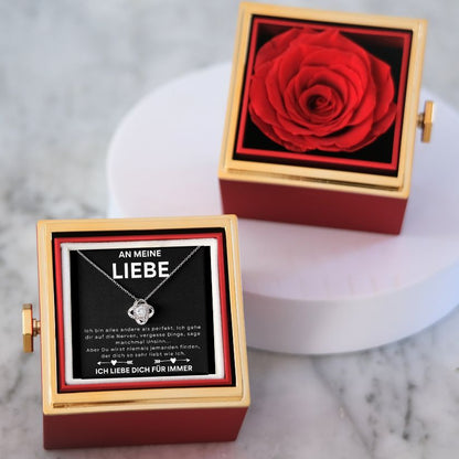 Ewige-Rose-Box – Liebesknoten-Halskette & echte Rose - L1-T11-MINI-ROSE