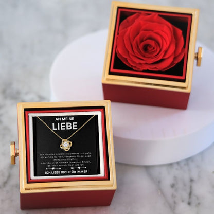 Ewige-Rose-Box – Liebesknoten-Halskette & echte Rose - L1-T11-MINI-ROSE