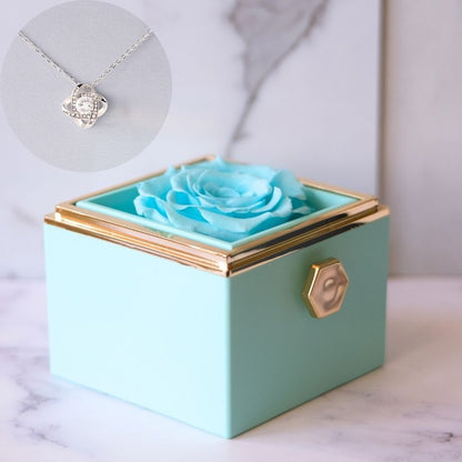 Ewige-Rose-Box – Liebesknoten-Halskette & echte Rose - L1-T11-MINI-ROSE