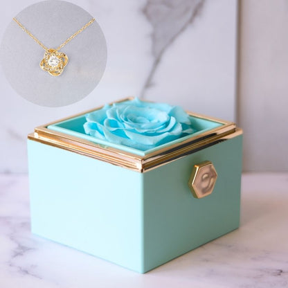 Ewige-Rose-Box – Liebesknoten-Halskette & echte Rose - L1-T11-MINI-ROSE
