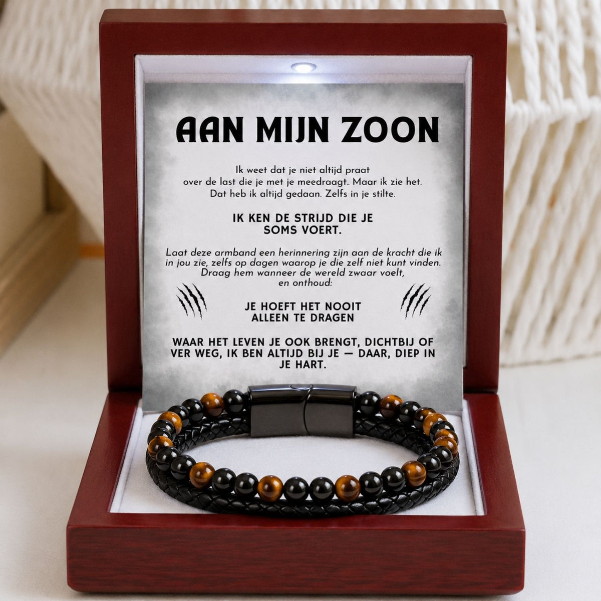 Für meinen Sohn – Tigerauge Armband mit Gravur – Ich kenne deine Kämpfe